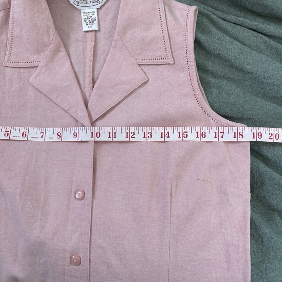 90s Northern Reflection Linen Maxi Dress Womens M Pink Button Front Vintage - Picture 6 of 10